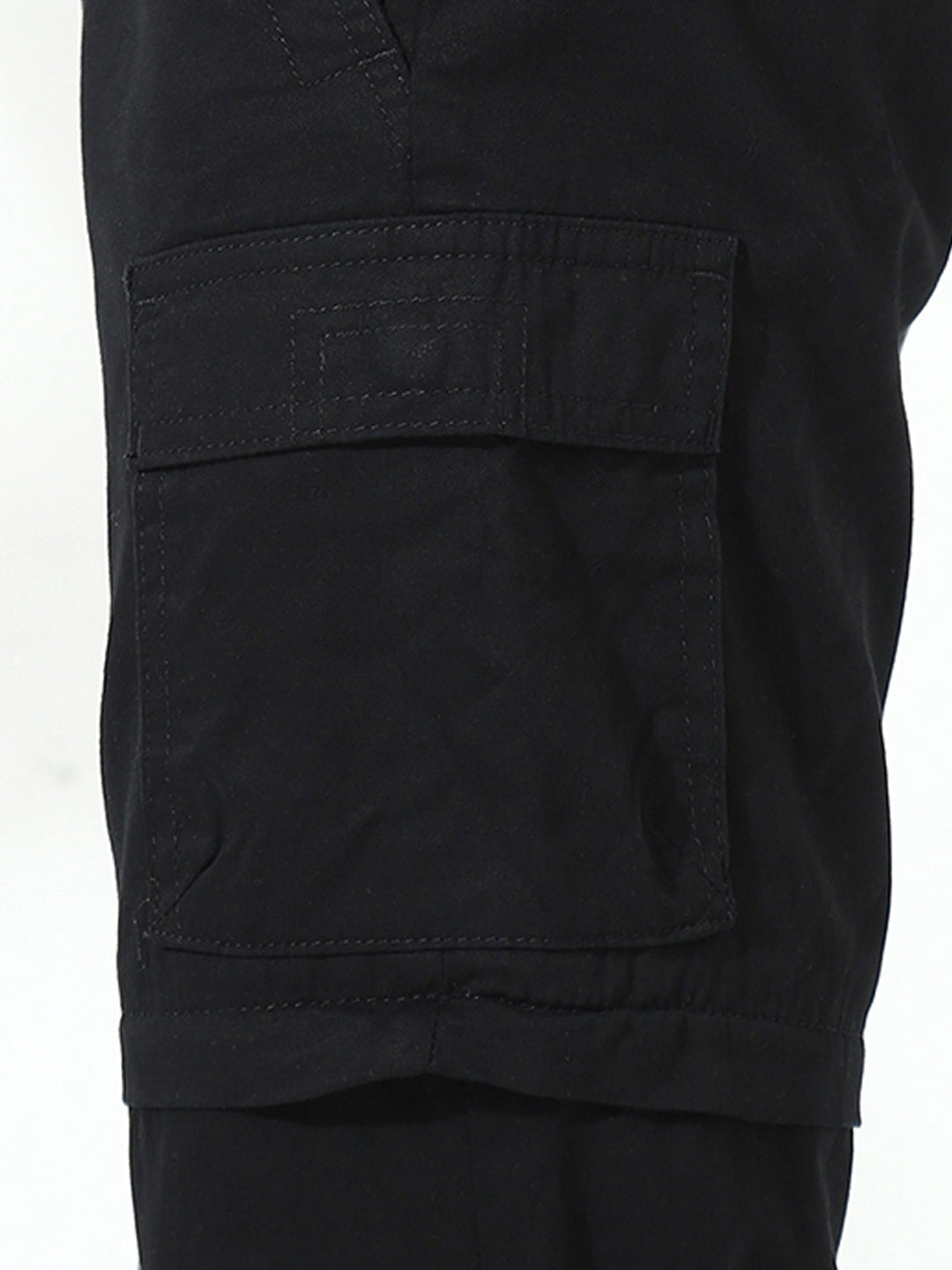 Black Detachable Convertable Regular Fit Cargo Paint