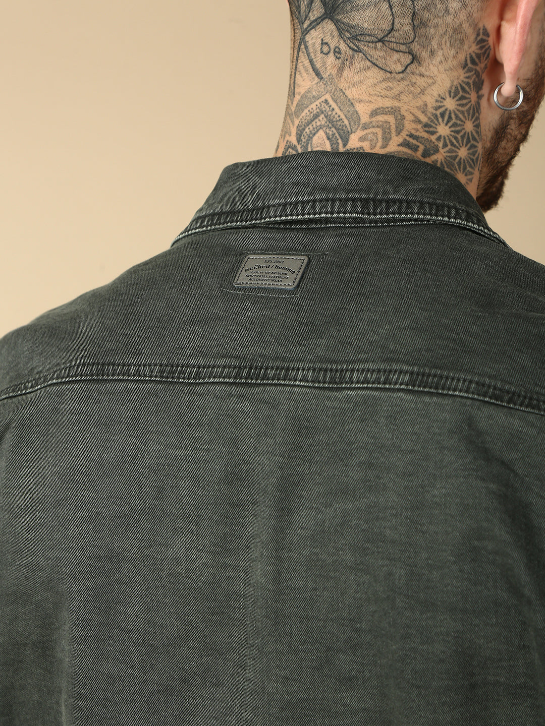 Olive Green Over Dyeing Slim Fit Jacket
