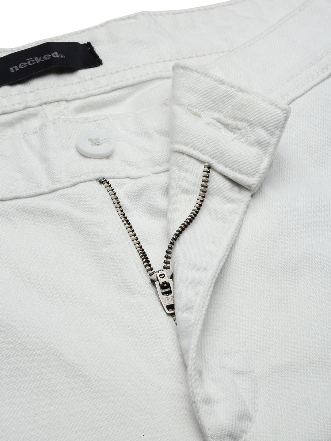 White Straight Fit Cotton Cross Pocket Jeans