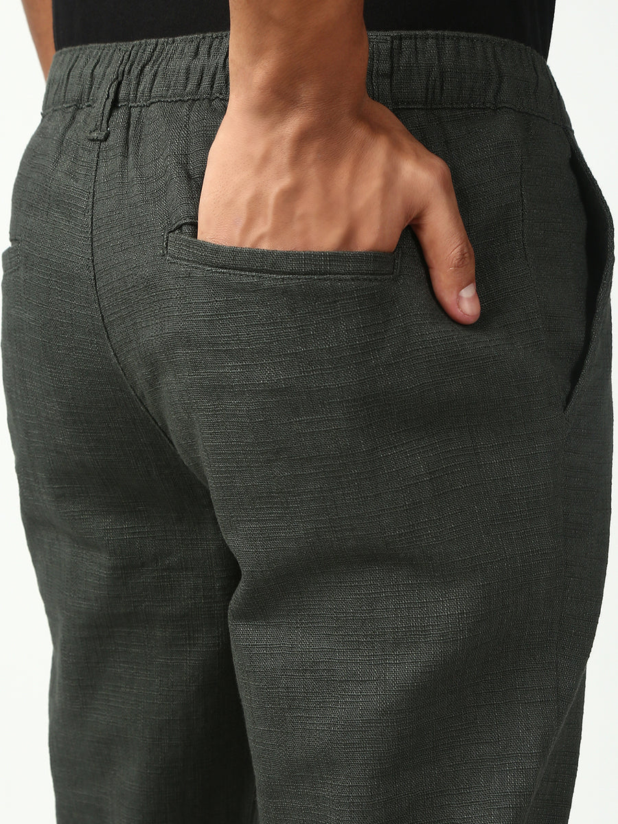 Olive Green Slim Fit Cross Pocket