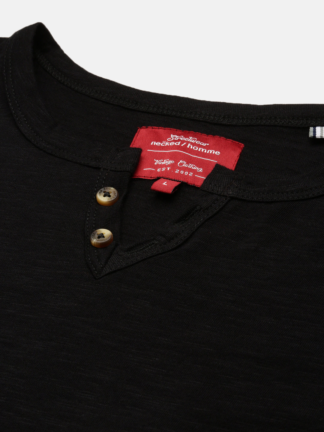 Black Henley Neck Full Sleeve t-shirt