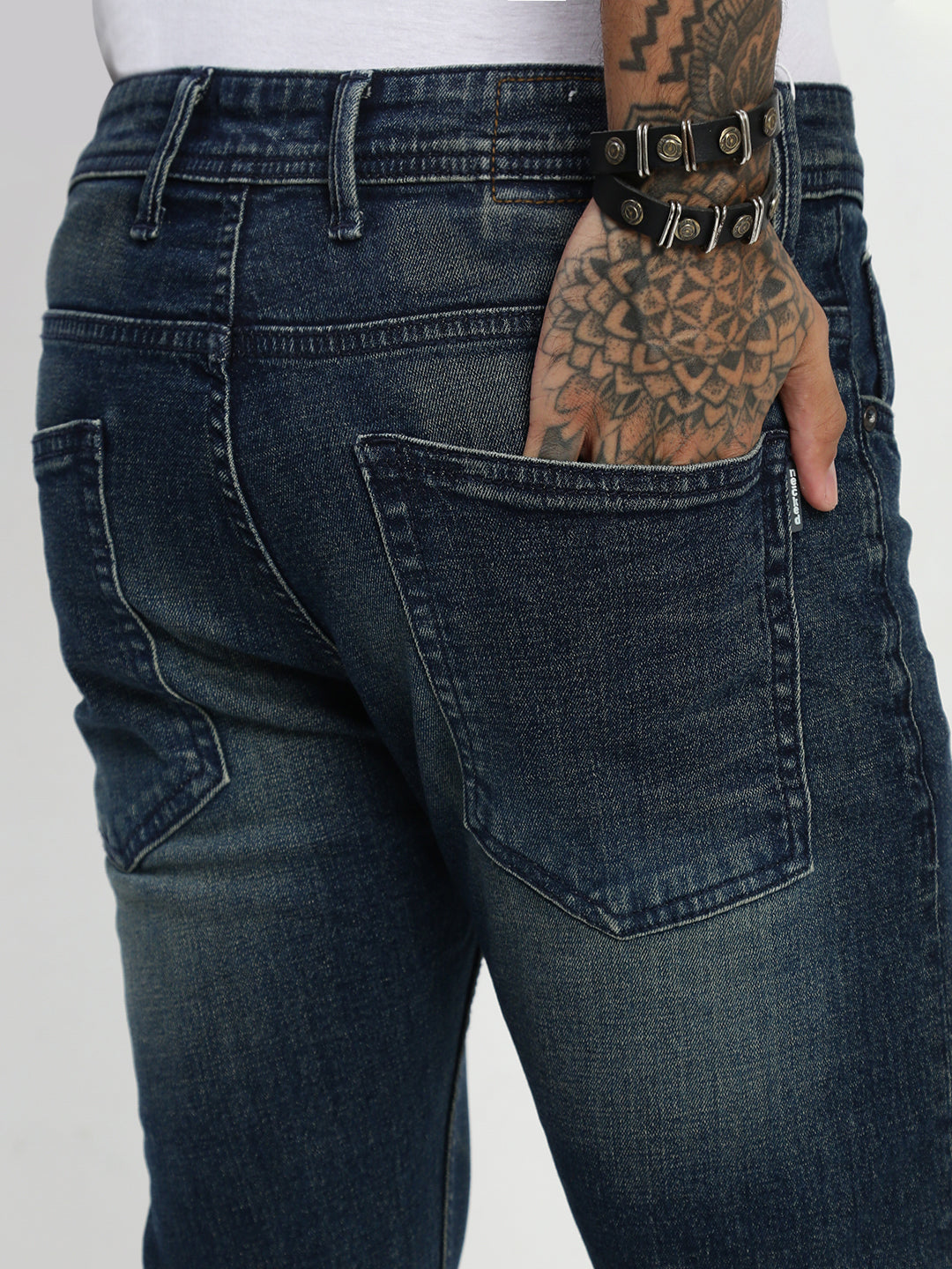 Vintage Blue Stretch Trapped Fit Jeans