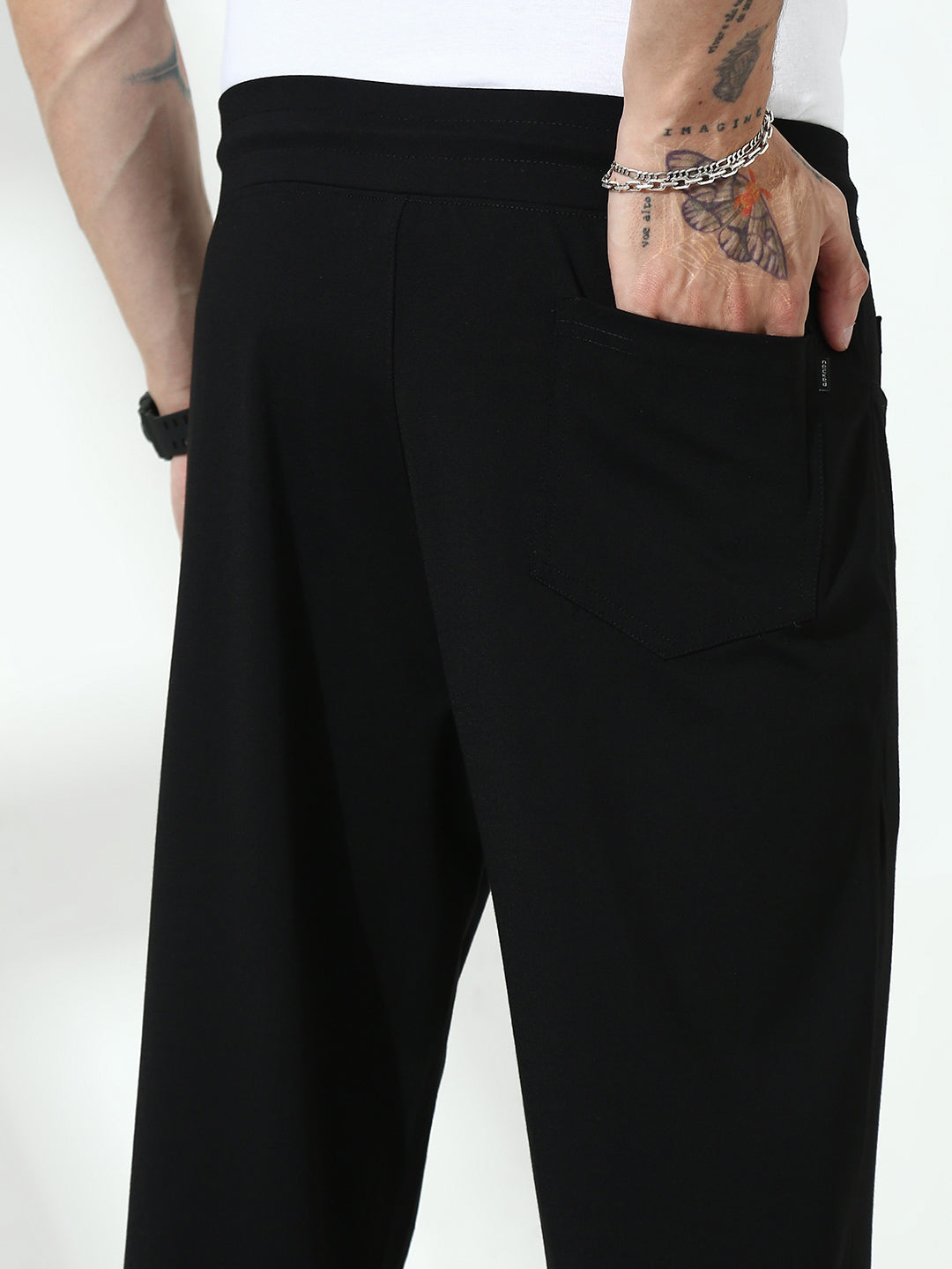 Black Relax Fit Track Pant