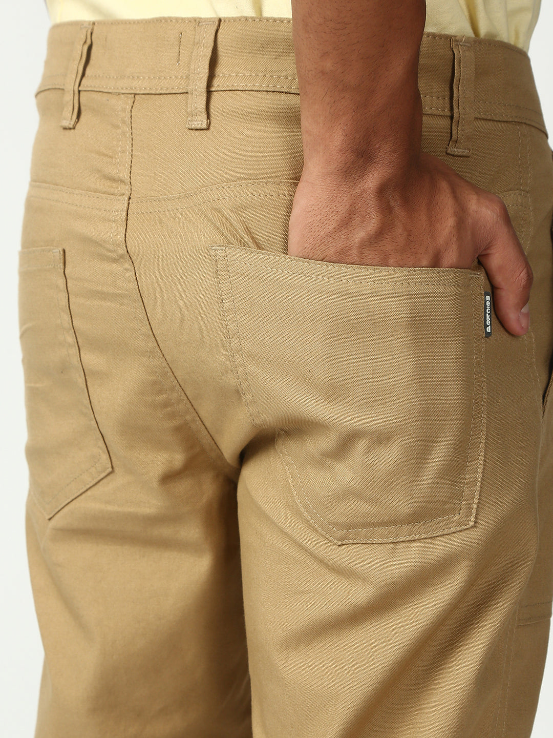 Khakhi Front Patch Pocket Straight Fit Cargo Paint
