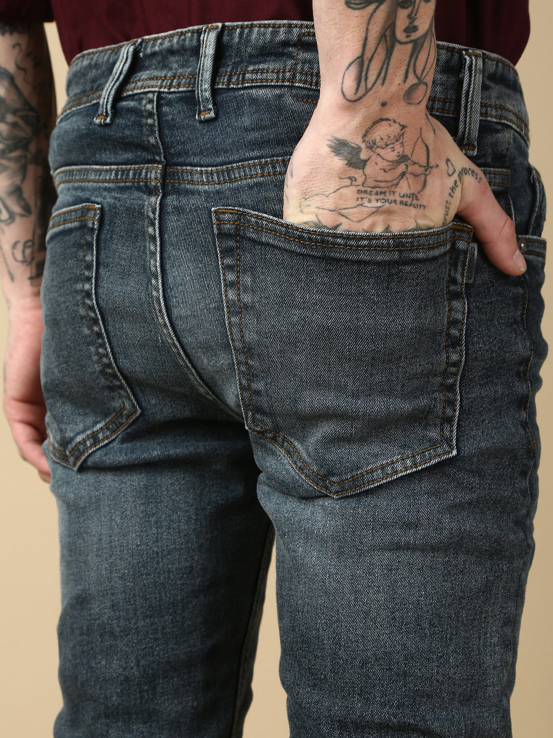 Vintage Blue Slim Fit Stretchable Jeans