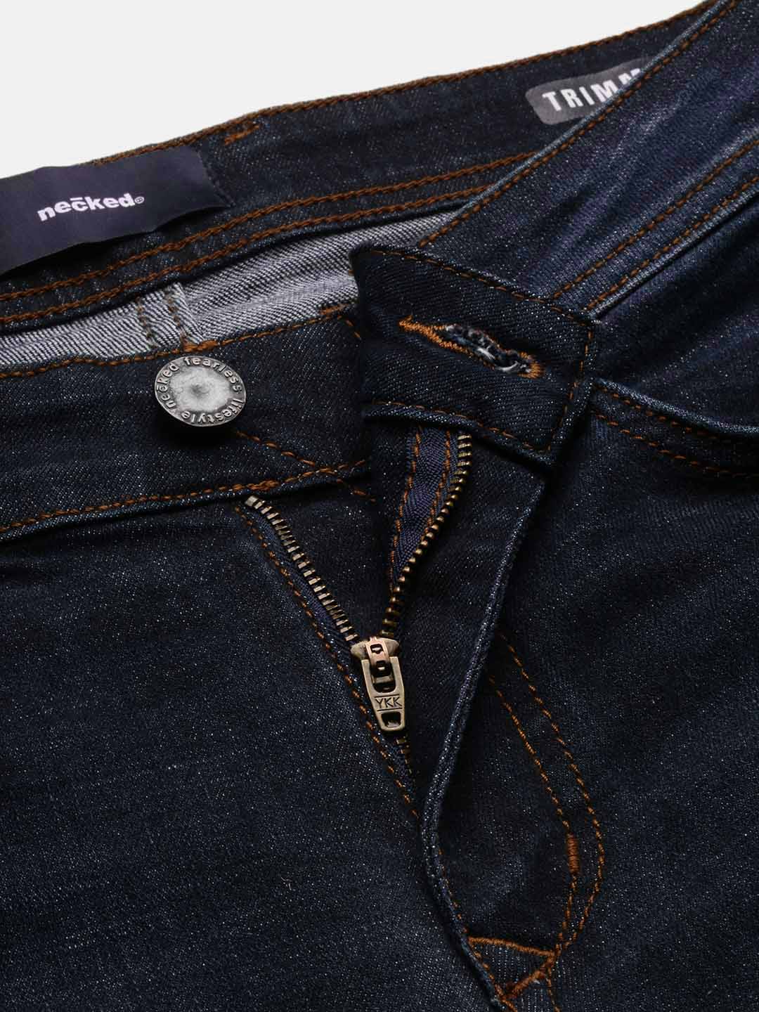 Vintage Dark Blue Straight Stretchable Jeans
