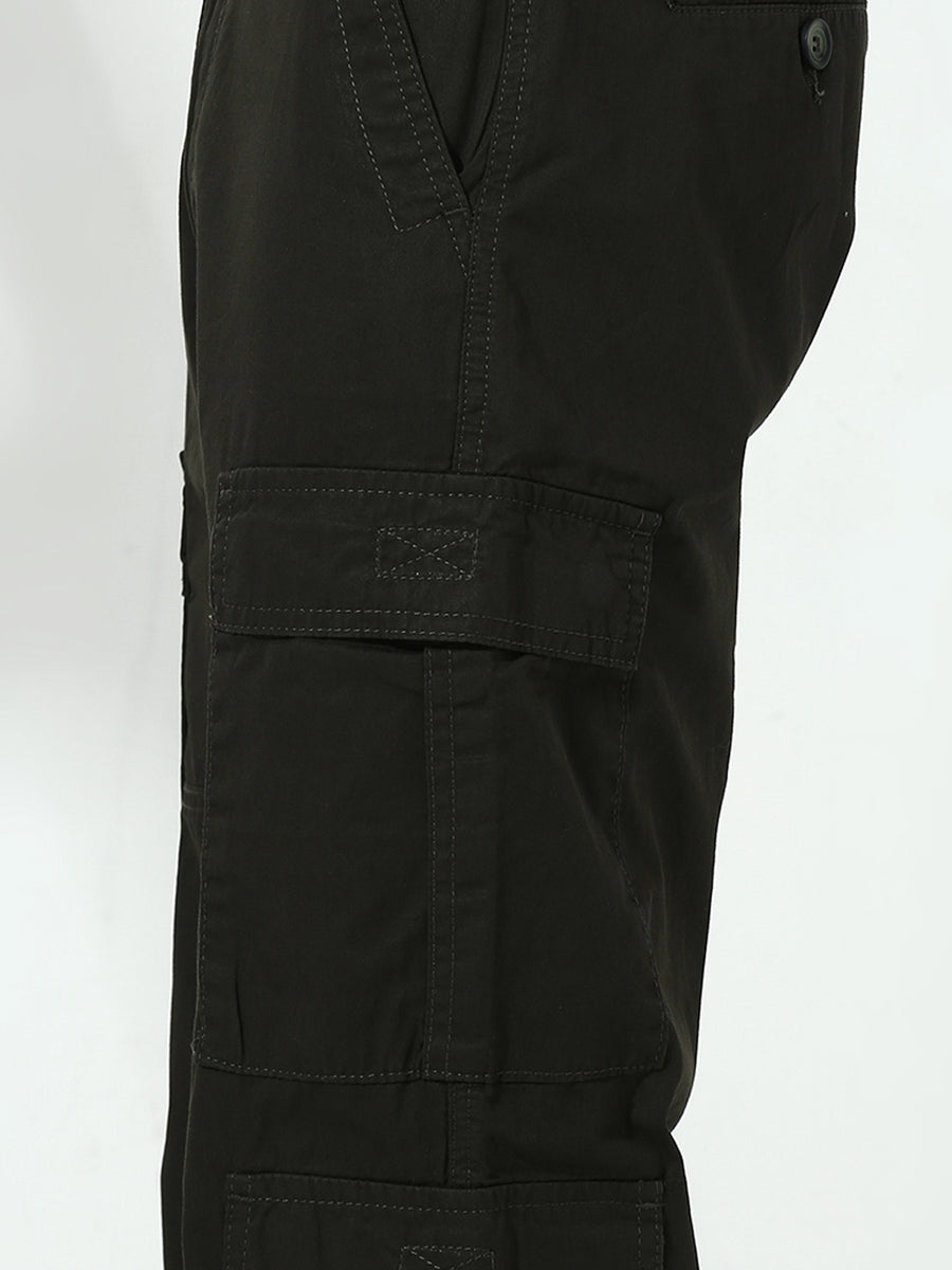 Olive Green 9 Pocket Regular Fit Cargo Paint