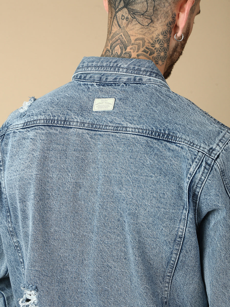 Light Blue Slim Fit Denim Jacket