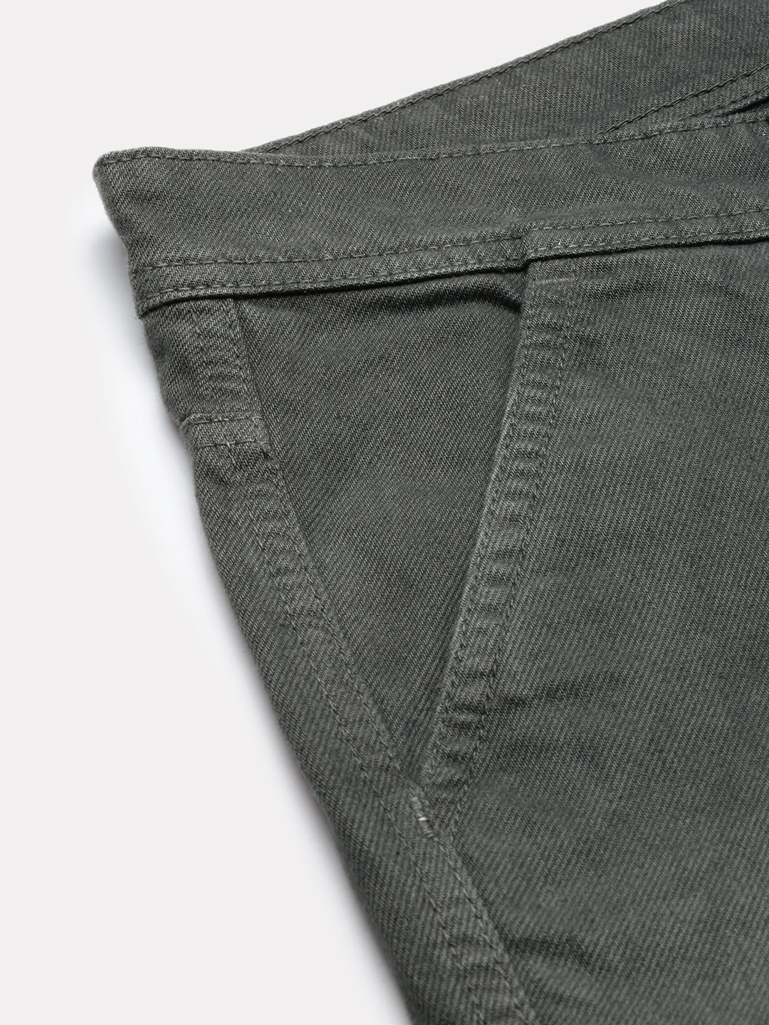 Olive Green Straight Fit Cotton Cross Pocket Jeans