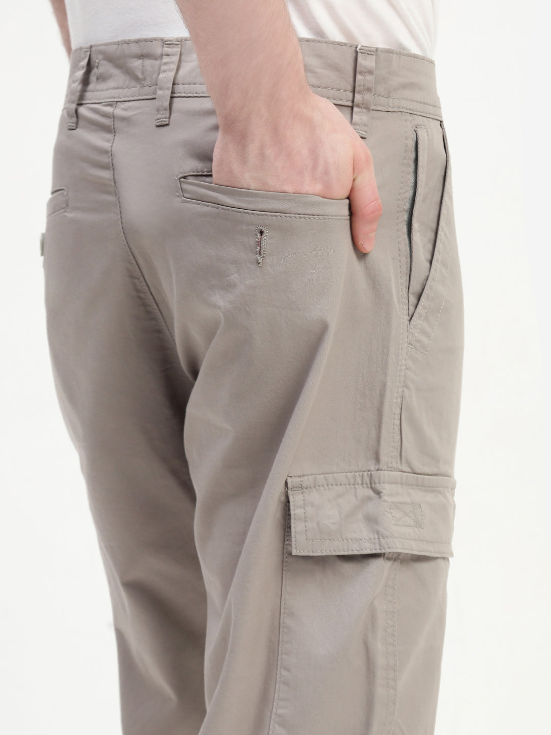 Gray 9 Pocket Regular Fit Cargo Paint