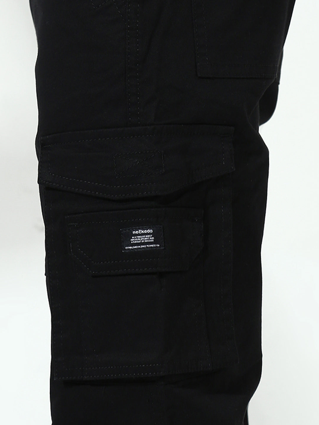Black 7 Pocket Regular Fit Cargo Paint
