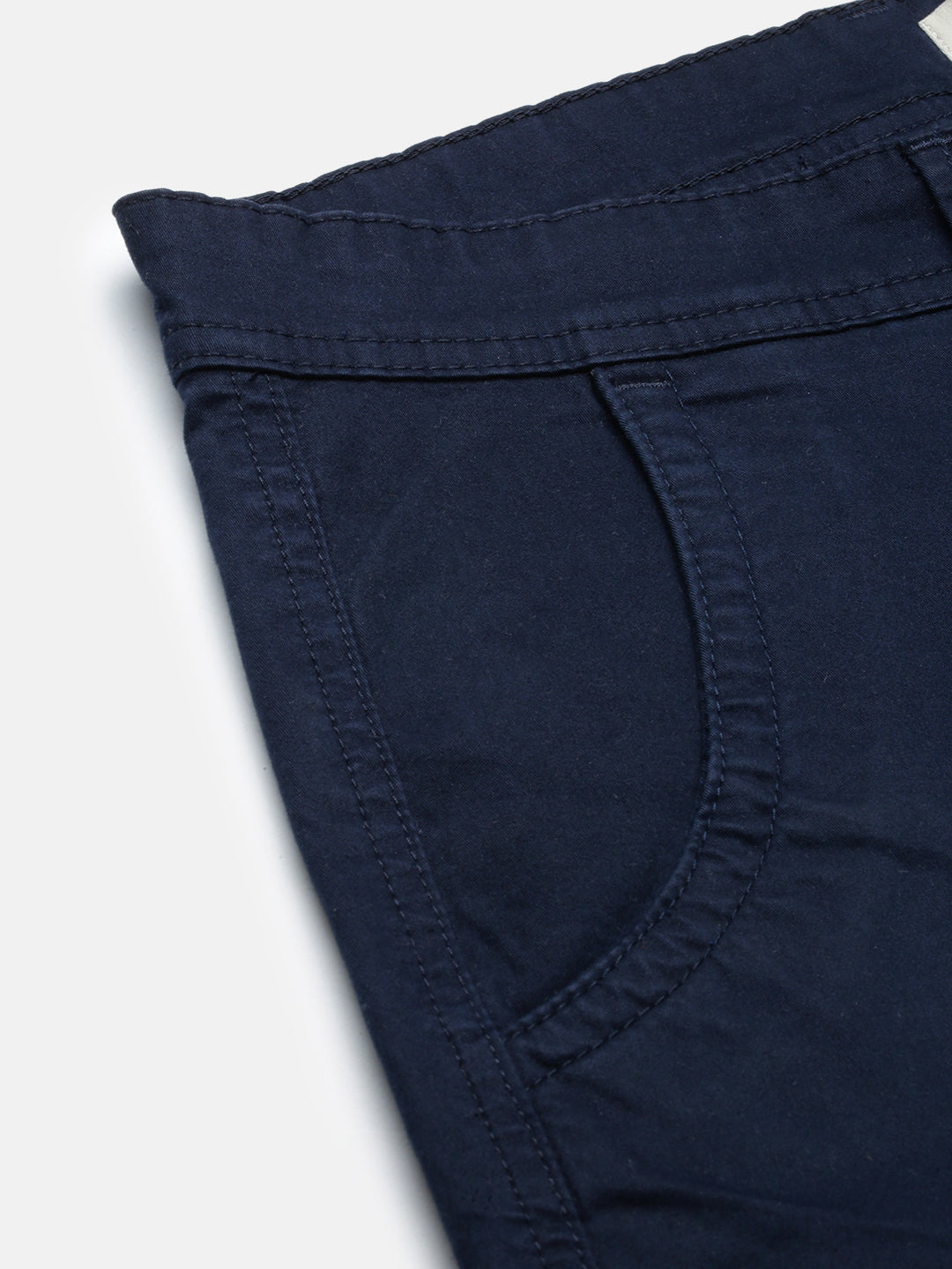Navy Blue Slim Fit Cargo Shorts