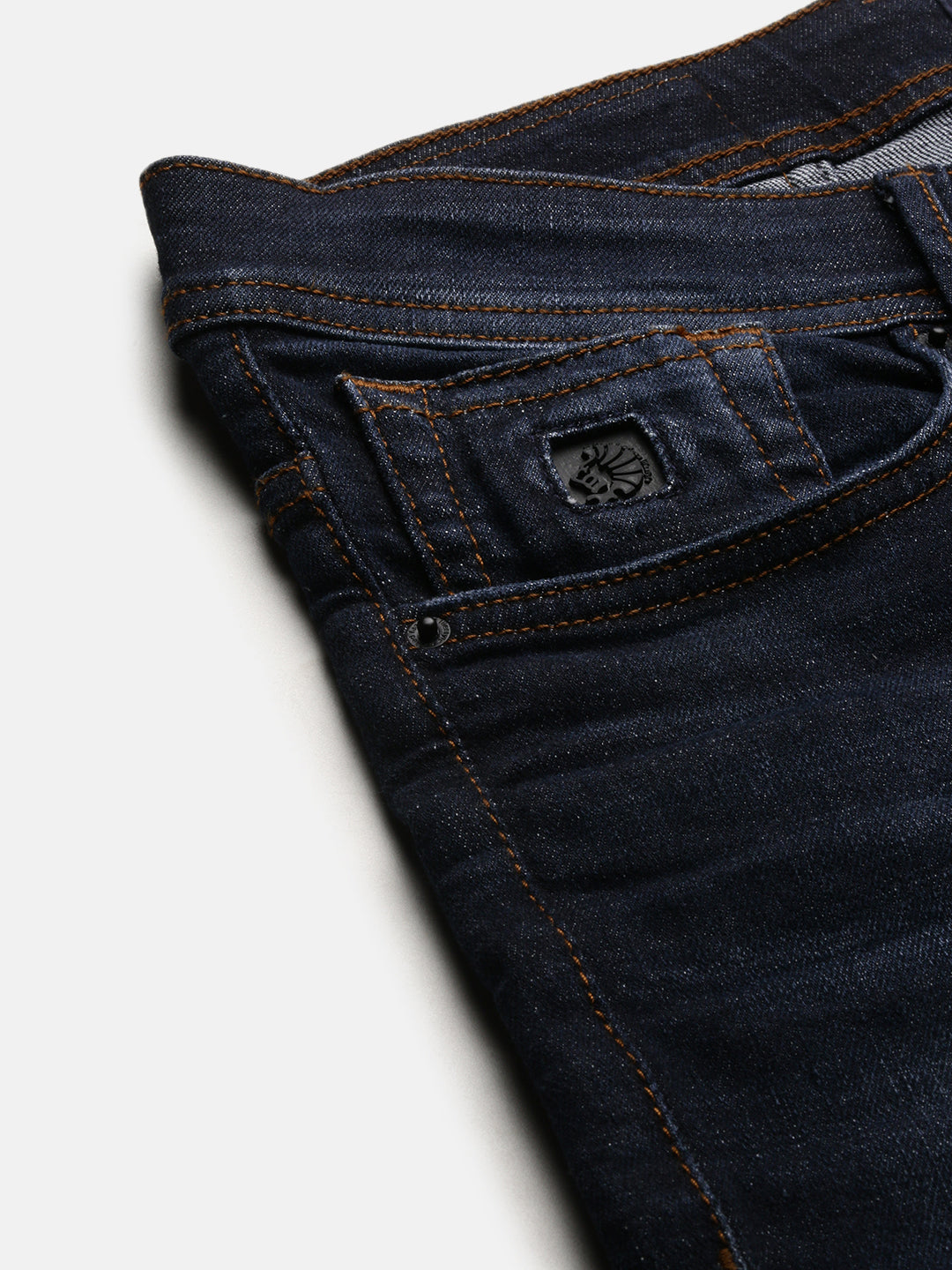 Vintage Dark Blue Straight Stretchable Jeans