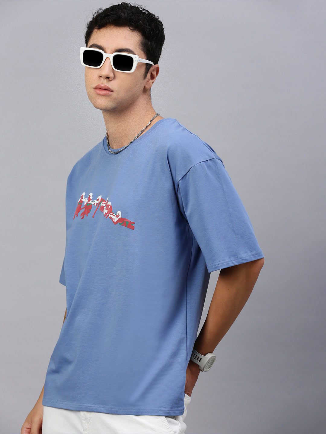 Printed Round Neck Oversize Half Sleeve T-Shirt