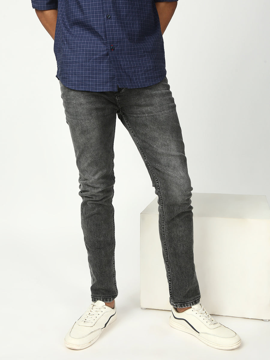 Gray Slim Fit Stretchable Jeans