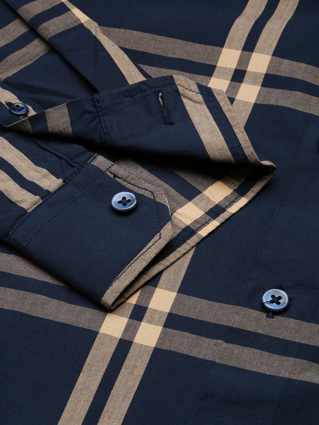 Classic Cobalt Checks Shirt Without Pocket