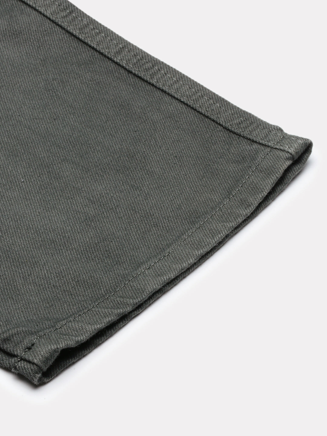 Olive Green Straight Fit Cotton Cross Pocket Jeans