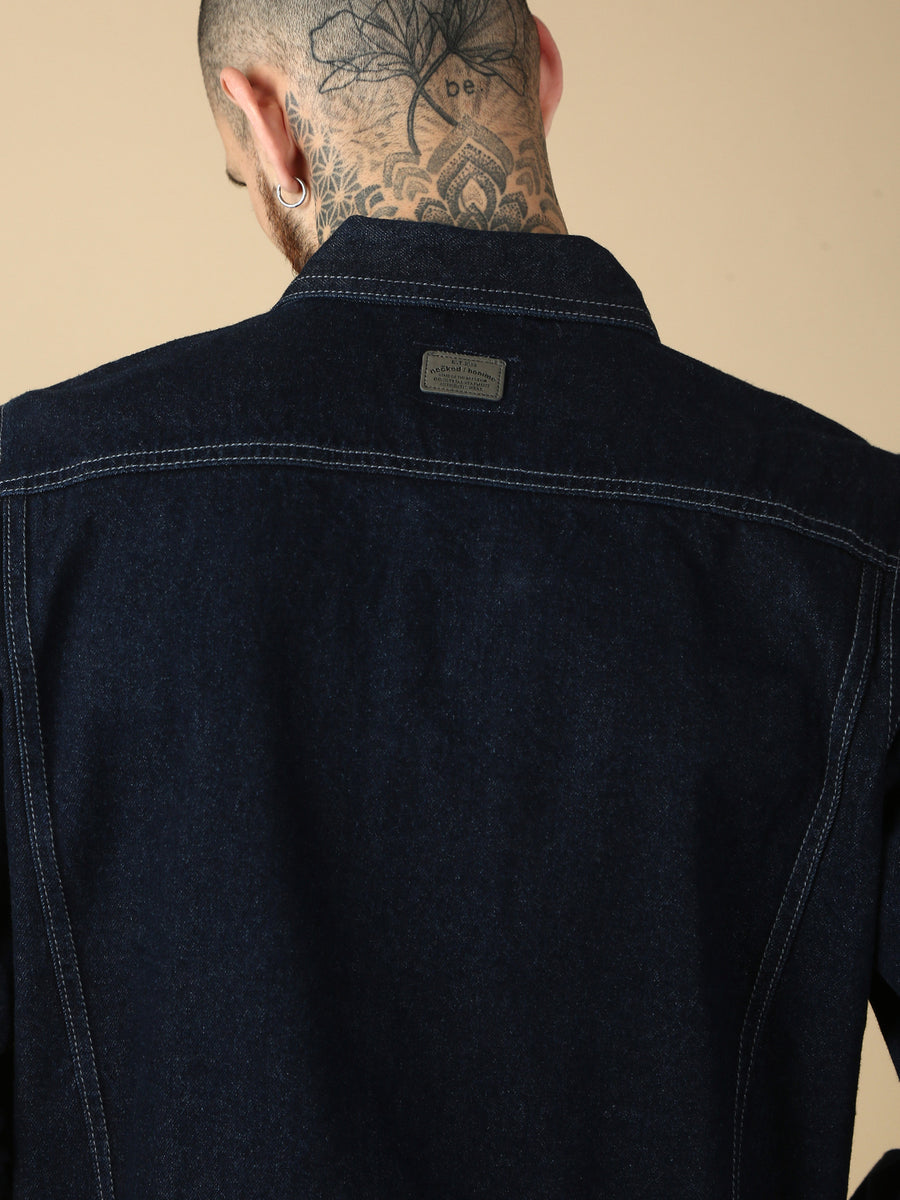 Dark Blue Slim Fit Denim Jacket