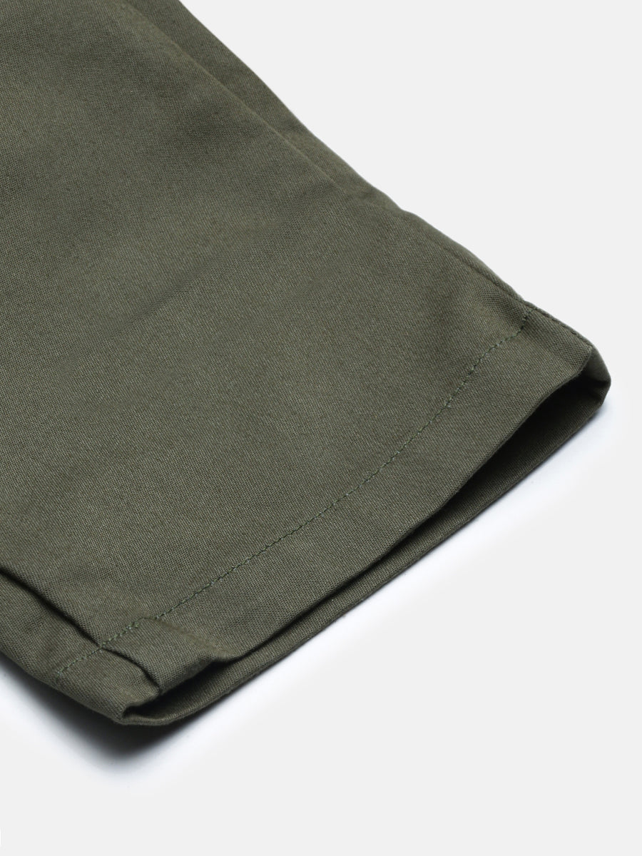 Oil Green Slim Fit Men’s Cotton Pants
