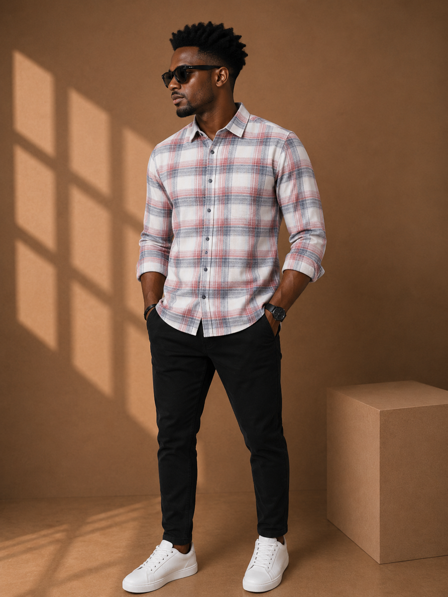 Check Full Sleeve Relax Fit Shirt Without Pocket