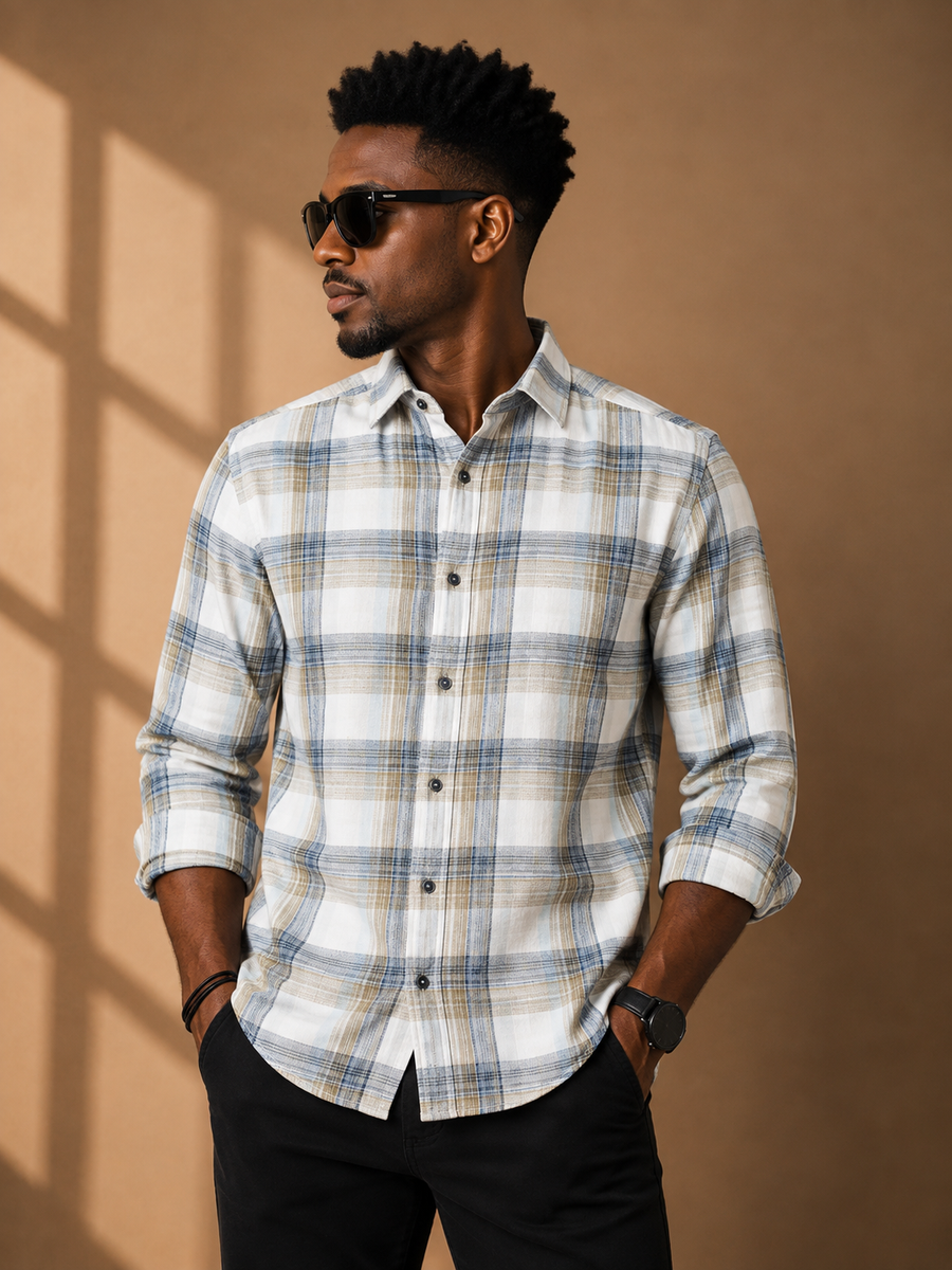 Check Full Sleeve Relax Fit Shirt Without Pocket