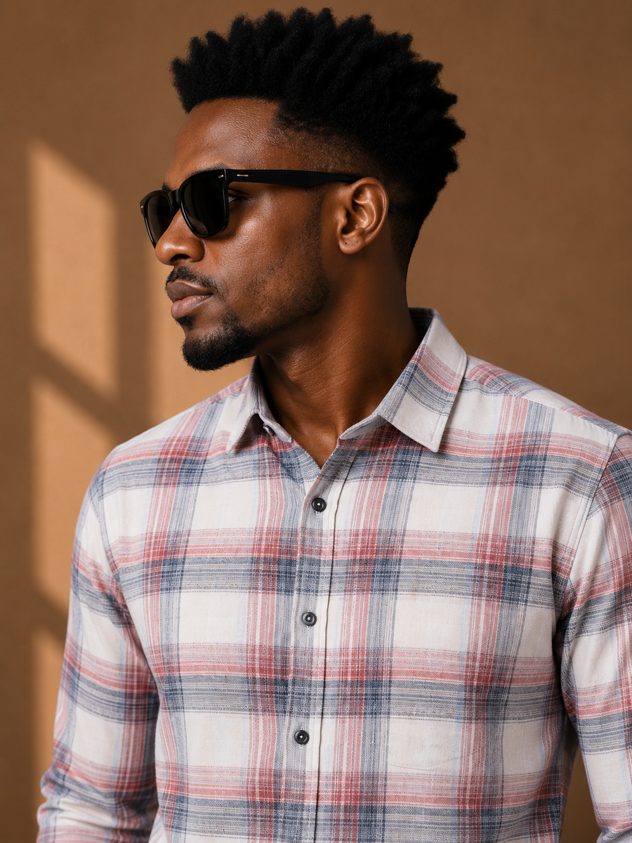 Check Full Sleeve Relax Fit Shirt Without Pocket