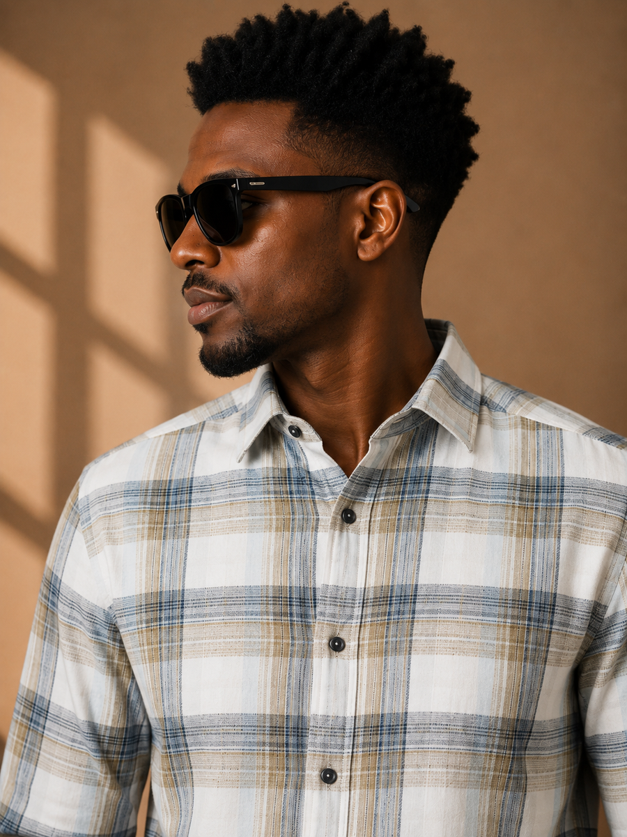 Check Full Sleeve Relax Fit Shirt Without Pocket