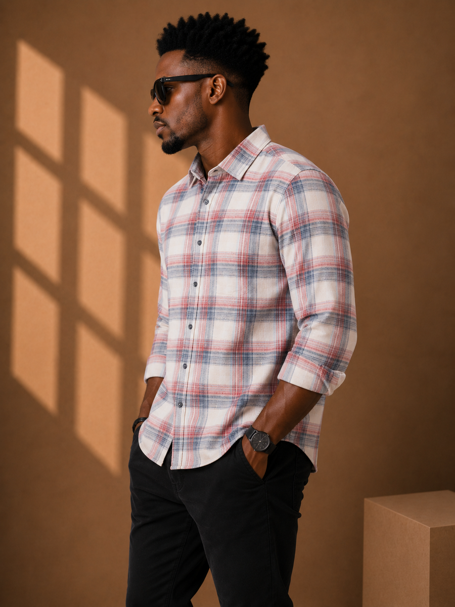 Check Full Sleeve Relax Fit Shirt Without Pocket