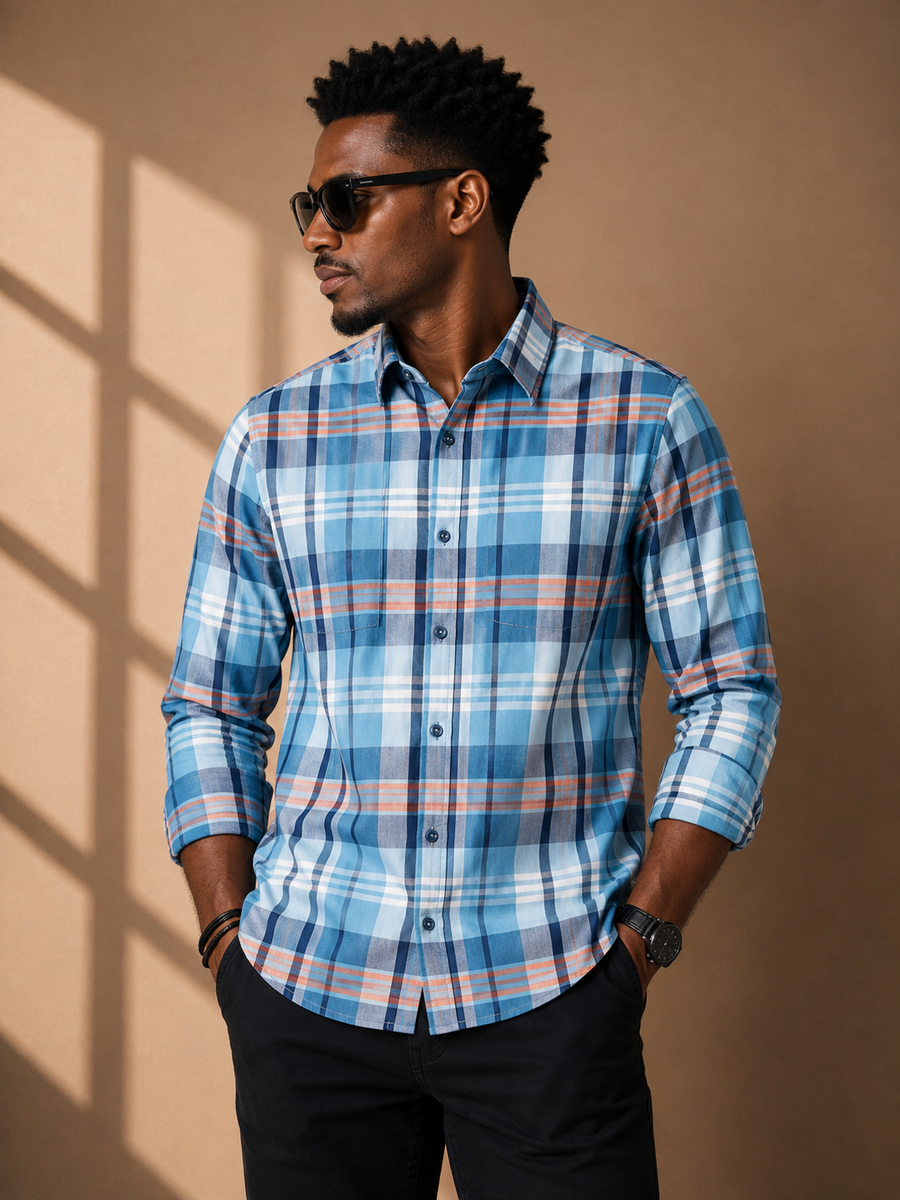 Check Full Sleeve Relax Fit Shirt Without Pocket