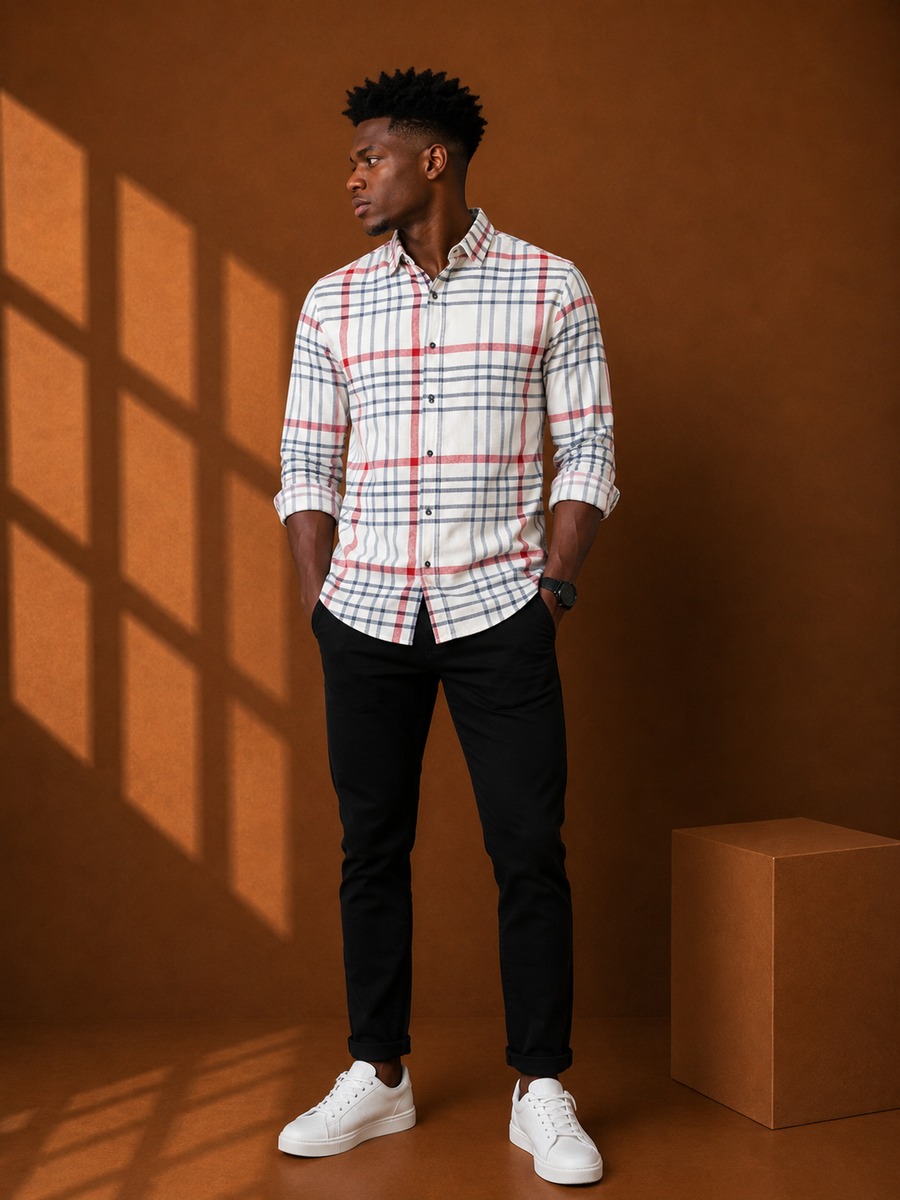 Check Full Sleeve Relax Fit Shirt Without Pocket