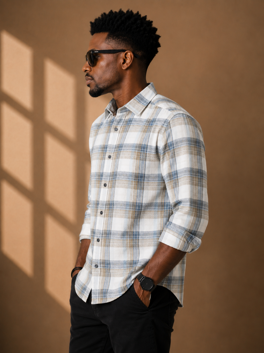 Check Full Sleeve Relax Fit Shirt Without Pocket