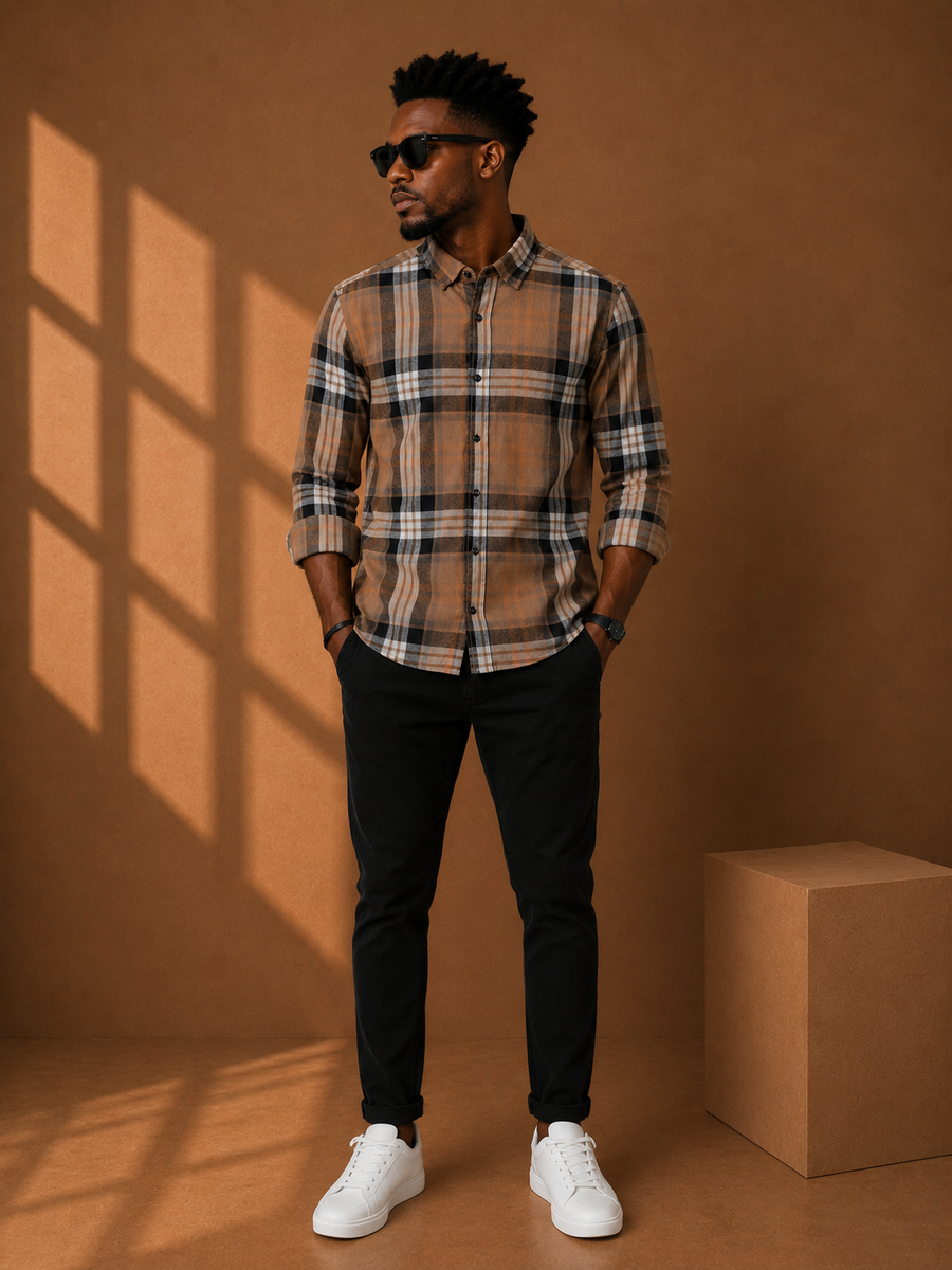 Check Full Sleeve Relax Fit Shirt Without Pocket