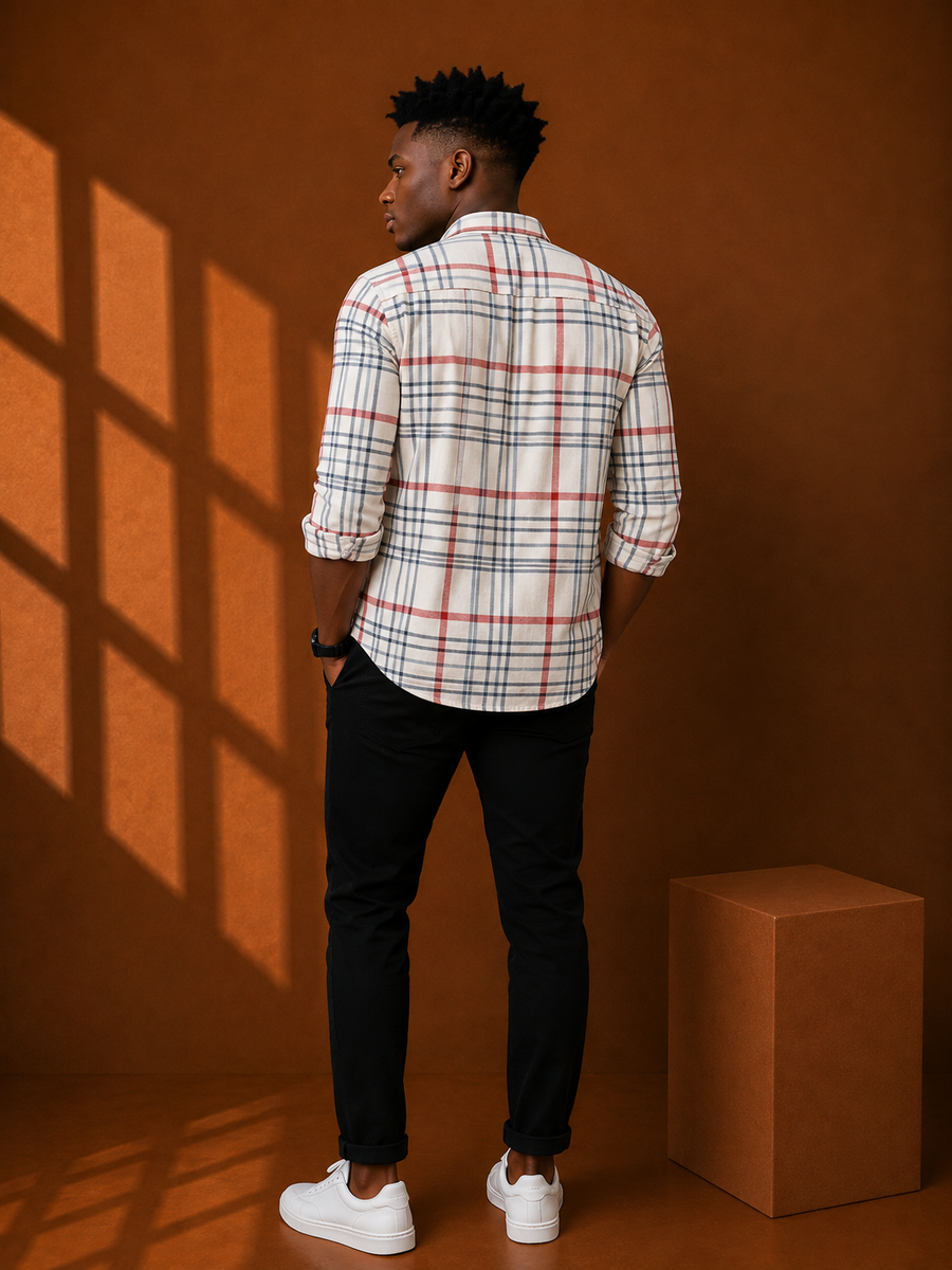 Check Full Sleeve Relax Fit Shirt Without Pocket