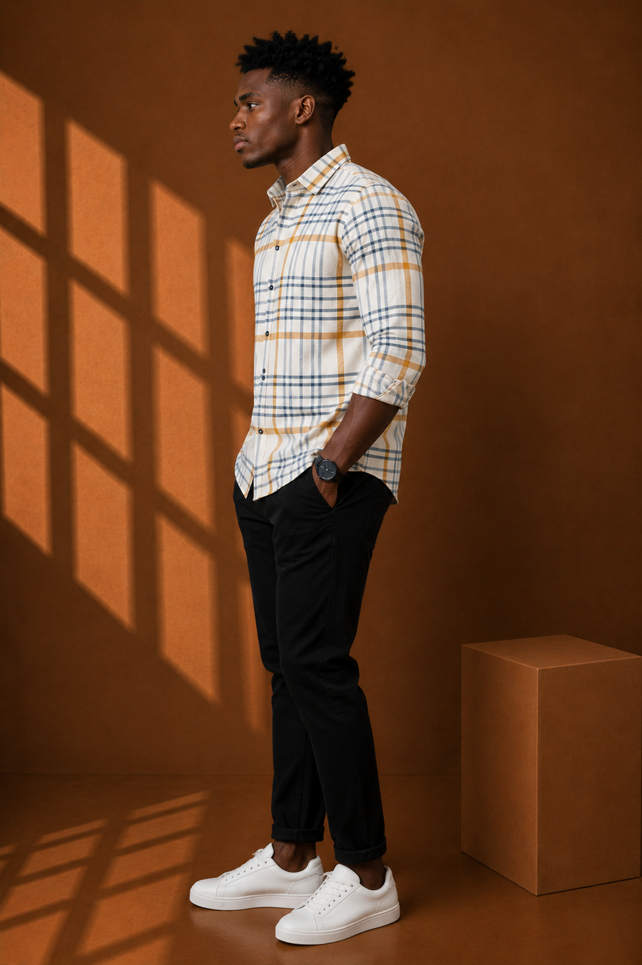 Check Full Sleeve Relax Fit Shirt Without Pocket