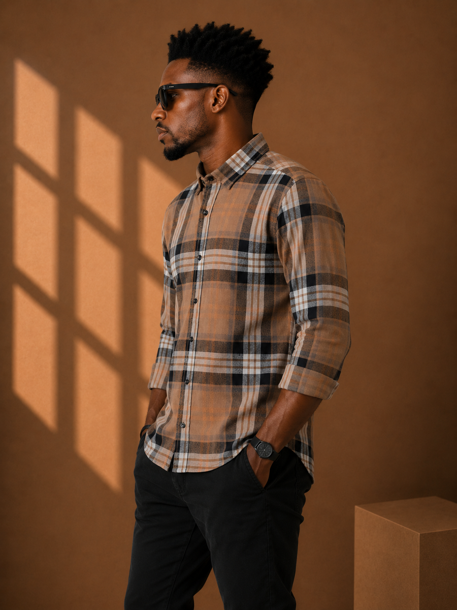 Check Full Sleeve Relax Fit Shirt Without Pocket