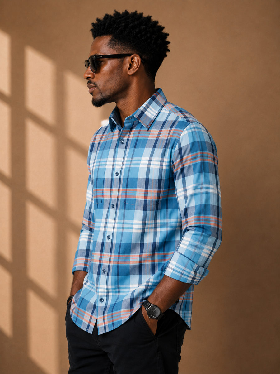 Check Full Sleeve Relax Fit Shirt Without Pocket